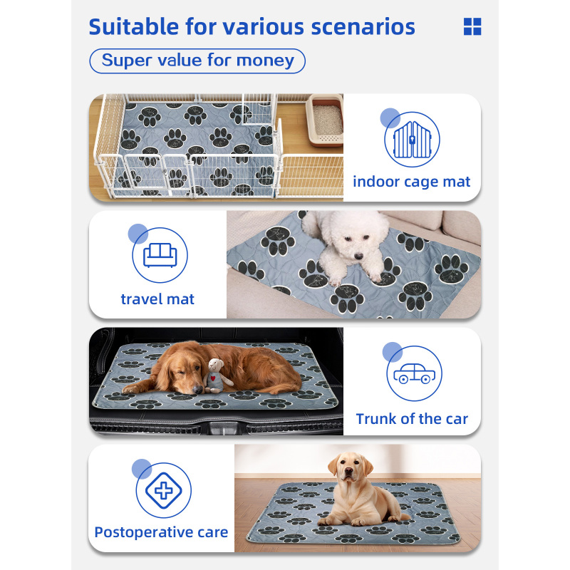 Wholesale Washable Reusable Waterproof Dog Training Pads Extra Large Puppy Cage Bedding