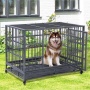 Wholesale Pet Supplies Foldable Metal Material Dog Cage High Quality 48 Inch Stackable Transport Dog Kennel Cage With Wheel