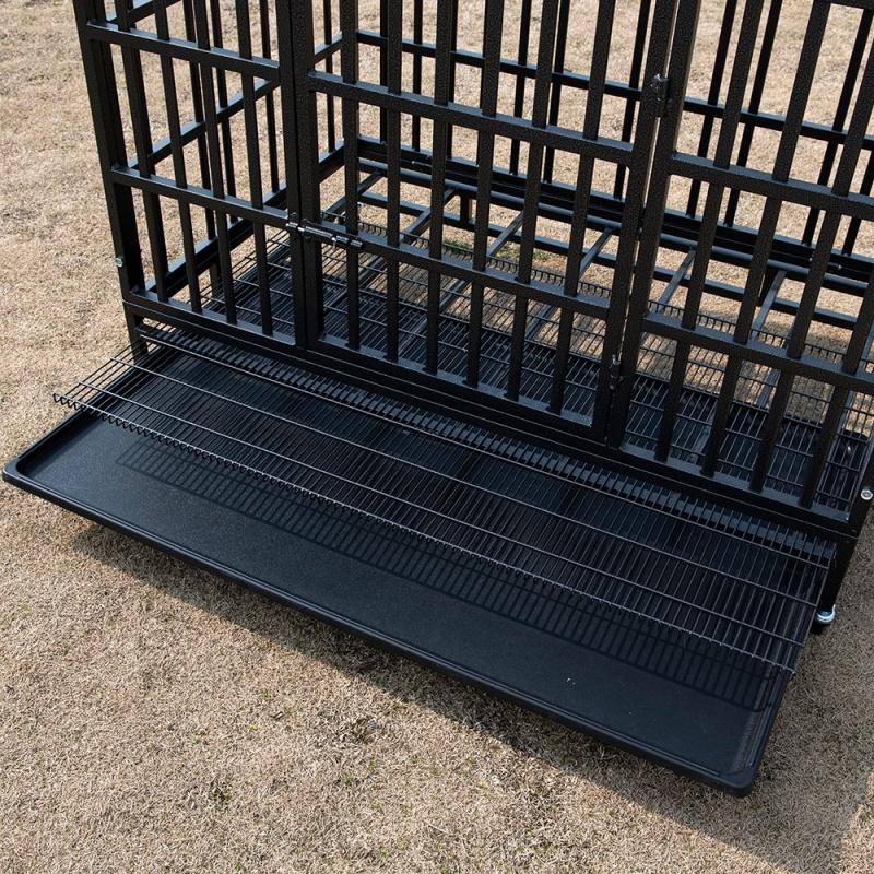 Wholesale Pet Supplies Foldable Metal Material Dog Cage High Quality 48 Inch Stackable Transport Dog Kennel Cage With Wheel