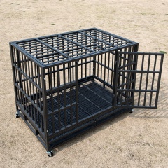 Wholesale Pet Supplies Foldable Metal Material Dog Cage High Quality 48 Inch Stackable Transport Dog Kennel Cage With Wheel