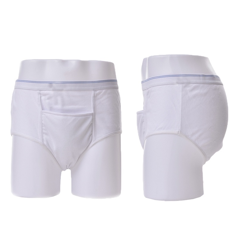 Wholesale 100%cotton Men's Washable Incontinence Underwear Protective Briefs