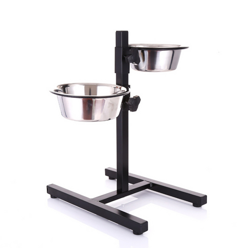 New Upgrade Pet Dog Bowls Dishes Elevated Pet Bowl Stand Pet Bowls & Feeders Eat Food Elevated Double Stainless Steel with Iron