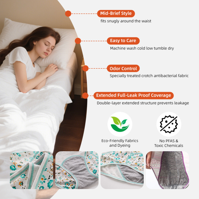 Aidingcare コットン 生理用ショーツ 女性用 再利用可能 漏れ防止 生理用下着
