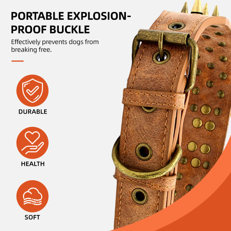 Wholesale Rivet Spiked Studded PU Dog Collar for Small Medium Large Dog
