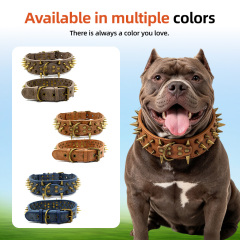 Wholesale Rivet Spiked Studded PU Dog Collar for Small Medium Large Dog