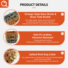Wholesale Rivet Spiked Studded PU Dog Collar for Small Medium Large Dog