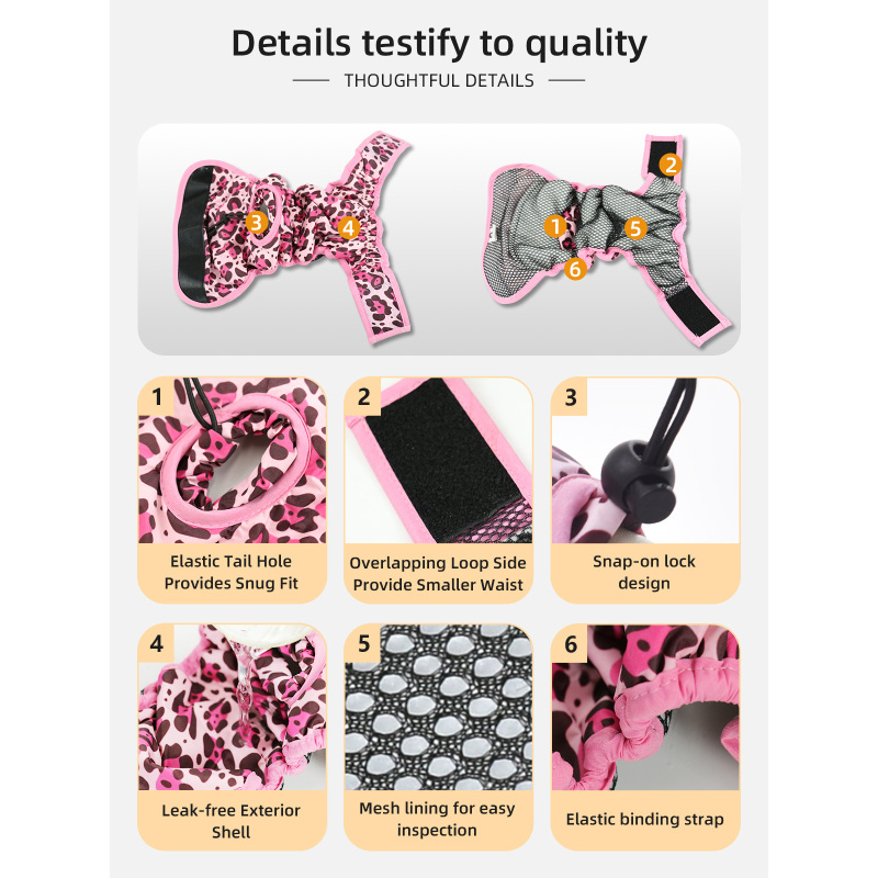 Wholesale Reusable Washable Cloth Dog Diapers with Heavy Absorbency and Strong Flexible Buckles Polyester Material