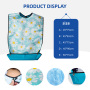 Wholesale Washable Printing Adjustable Snap Closure Adult Bib Waterproof Soft Reusable Adult Bib With Pocket