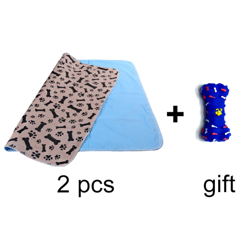 Washable Pee Pads for Dogs Whelp Reusable Quilted Absorbent Layer Waterproof Pad Pet Training Pads(2 pcs)+Dog Molar bone(1pc)