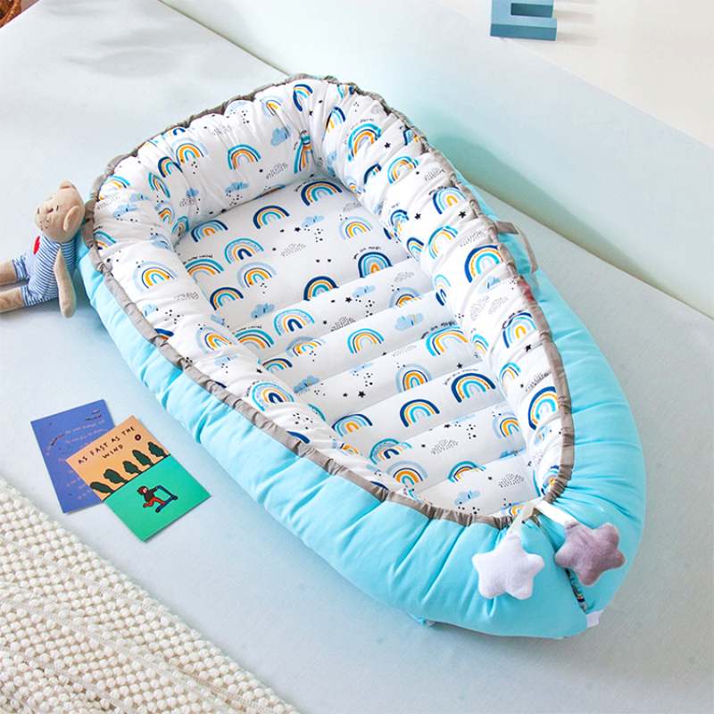 Removable cover bionic bed baby lounge foldable baby nest with quilt and pillow 100%cotton