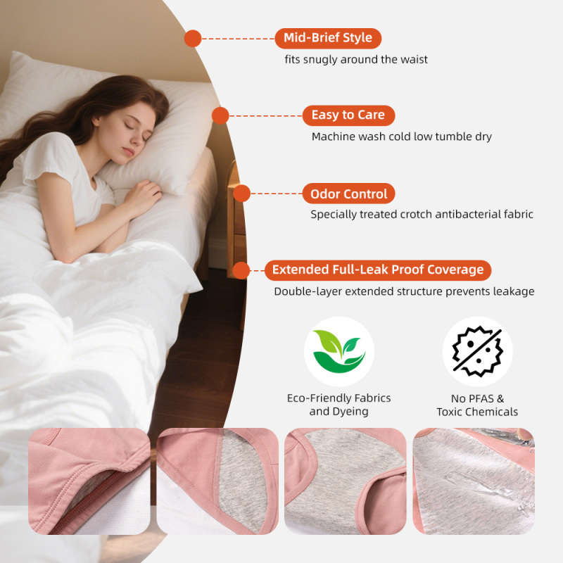 Aidingcare wiederverwendbare Menstruationsunterwäsche für Frauen – auslaufsichere Boyshorts