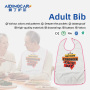 Bavoir adulte lavable et personnalisable avec impression de position, tablier imperméable sans manches réutilisable, avec récupérateur de miettes en option.
