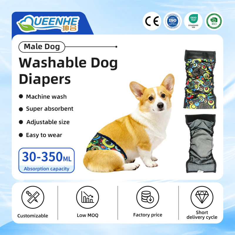 Wholesale Reusable Male Dog Belly Wraps Washable Cloth Male Dog Diapers Belly Band for Male Dogs