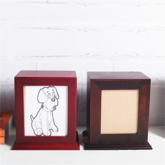 Personalized Small Medium Animal Wood Urn Photo Frame Funeral Cremation Urns Pet Ashes Urns for Dogs Cats