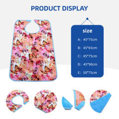 Wholesale Washable Prints Butterflies Adult Bib Reusable Waterproof Adult Bib With Optional Crumb Catcher