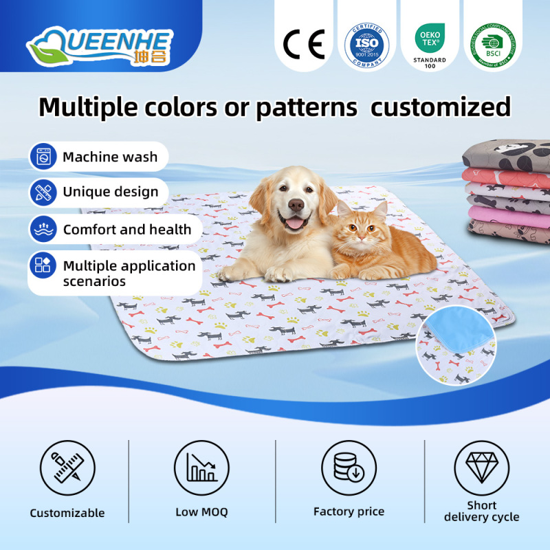 Tapis absorbants pour animaux de compagnie lavables et écologiques, en gros, avec fond imperméable en PVC pour une utilisation quotidienne.