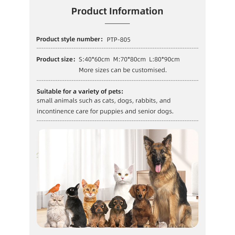 Tapis absorbants pour animaux de compagnie lavables et écologiques, en gros, avec fond imperméable en PVC pour une utilisation quotidienne.
