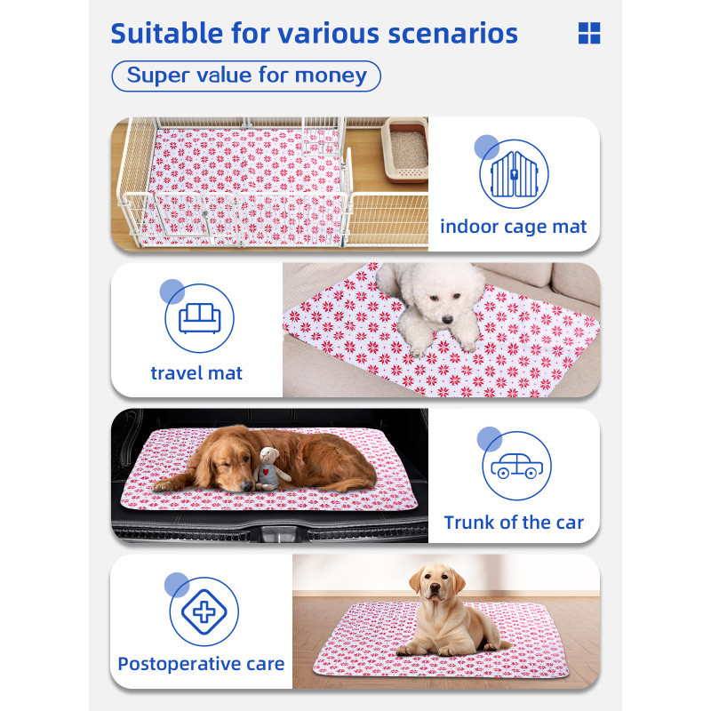 Produits pour animaux de compagnie de vente chaude Grands tampons pipi réutilisables pour chiens Tapis de dressage ultra absorbants lavables pour animaux de compagnie Housse de siège pour chiot