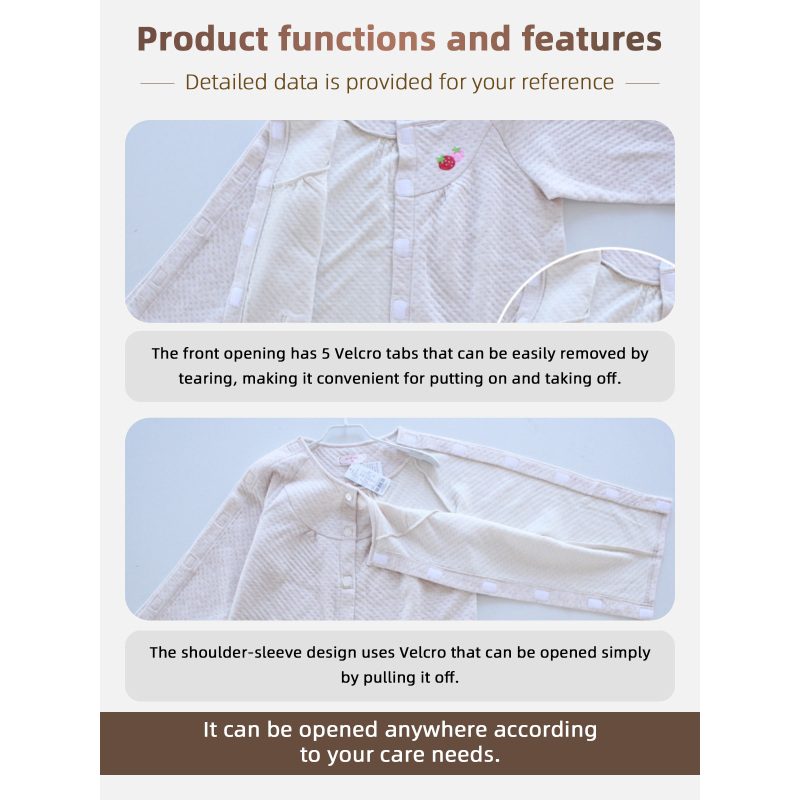 Wholesale Patient Care Pajamas Gowns Nursing Suit Easy Wear Cotton Polyester Women Paralysis Elderly Disability White M-XXXL