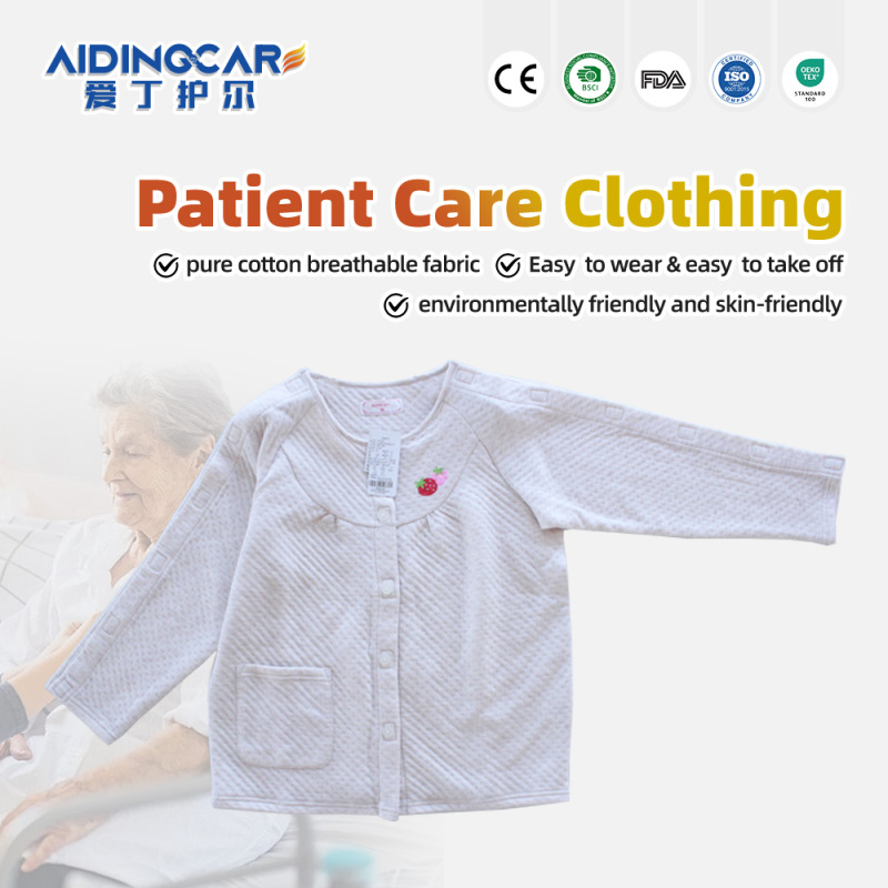 Wholesale Patient Care Pajamas Gowns Nursing Suit Easy Wear Cotton Polyester Women Paralysis Elderly Disability White M-XXXL