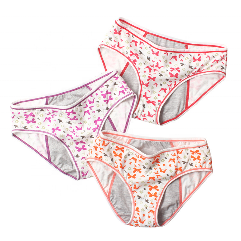 Plus Size Cotton Print Teen Girls Period Panties Leak Proof Menstrual Underwear Women Heavy Flow Briefs