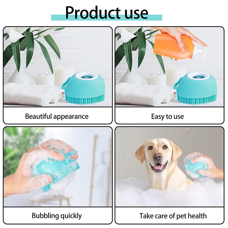 Silicone  Puppy Massage Soft Brush Grooming Shower Brush for Short Long Haired Dogs and Cats Washing