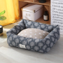 Washable soft dog bedding with lovely printing designs non-slip bottom pet sofa foam bed