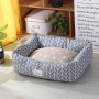 Washable soft dog bedding with lovely printing designs non-slip bottom pet sofa foam bed