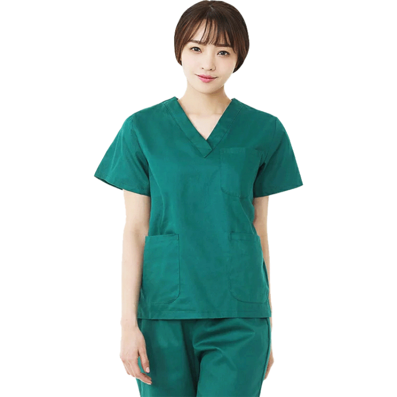 V-neck Medical Clothing Surgical Gown Hand Washing Short Sleeve Suit Cotton