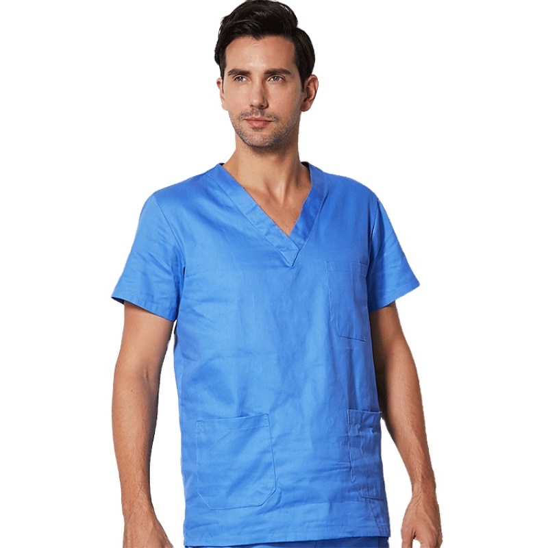 V-neck Medical Clothing Surgical Gown Hand Washing Short Sleeve Suit Cotton