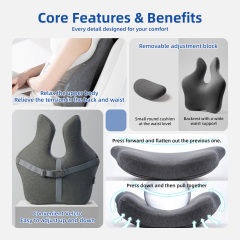 Wholesale Removable Cover Knitted Memory Foam Lumbar Support Cushion for Car Seats Anti-Static Anti-Snore Lower Back Pain Relief