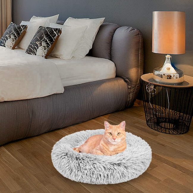 Pet Round Nest Warm Soft Plush Comfortable Sleeping Winter Dog House Cat Calming Bed dog beds for small dogs clearance