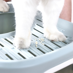 セミクローズド猫用トイレボックス アンチスプラッシュ 再利用可能な猫用ベッドパン ペット用トイレクリーニング用品 フード付き猫用トイレ砂