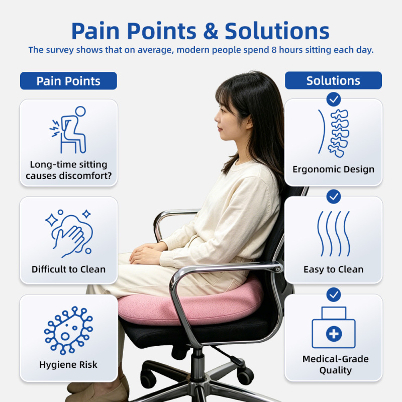 Wholesale Non-Slip Oblong Coccyx Seat Cushion Memory Foam Car/Office Chair Cushion Removable Washable Anti-Dust Mite Tailbone