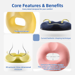 Wholesale Non-Slip Oblong Coccyx Seat Cushion Memory Foam Car/Office Chair Cushion Removable Washable Anti-Dust Mite Tailbone