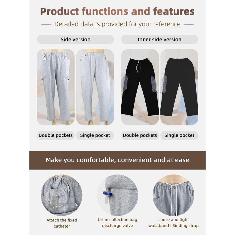 Pockets on Both Sides Urinary Incontinence Care Trousers for Bladder Anus Ostomy Fistula Abdominal Surgeries Patient