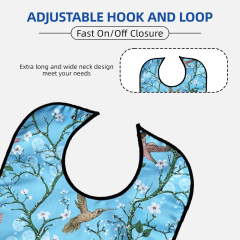 Wholesale Washable Prints Sleeveless Apron Reusable Waterproof Adult Bib with Optional Crumb Catcher Latex-free Fashionable