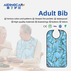 Wholesale Washable Prints Sleeveless Apron Reusable Waterproof Adult Bib with Optional Crumb Catcher Latex-free Fashionable