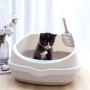 Extra Large Plastic Cat Litter Box  Simple Open Heightened Semi-closed Cat Toilet Litter Box