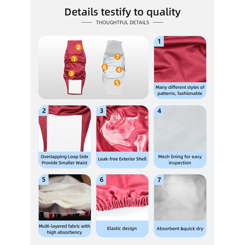 Hot Sale High Absorbing Puppy & Doggy Diapers Male Washable Dog Belly Band Wrap Diapers for Male Dog