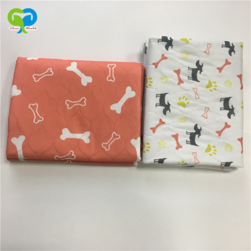 Washable Orange White Dog Pee Pad / Dog's Favorite Bone Pattern PVC Pet Training Pads Mat