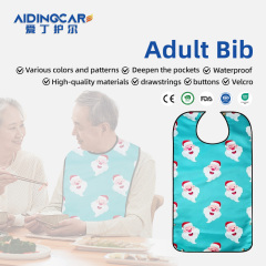 Wholesale Washable Printing Elderly Women Men Adult Bib Reusable Waterproof Adult Bib With Optional Crumb Catcher