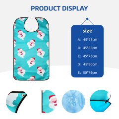 Wholesale Washable Printing Elderly Women Men Adult Bib Reusable Waterproof Adult Bib With Optional Crumb Catcher