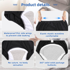 Ropa interior protectora para mujer, talla 3XL, para incontinencia, impermeable, con capa de PUL y encaje, para uso diario, con logotipo en la cintura y color liso.