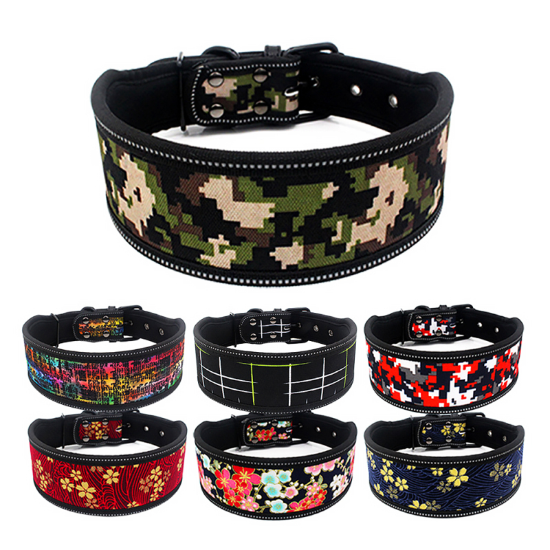 Wholesale Breathable Wide Heavy-Duty Tactical Soft Padded Reflective Dog Collar with Handle