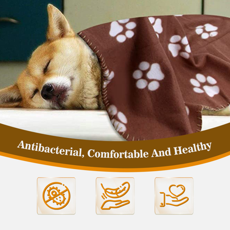 Waterproof Double Sided Fleece Blanket Warm Soft Paw Prints 100% Polyester Double-sided Fleece Dogs Pet Blankets