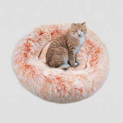 Nueva cama para mascotas con forma de donut redonda con efecto tie-dye