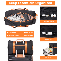 하드케이스 여행가방 3종 세트, TSA 잠금장치가 있는 하드쉘 캐리어, 스피너 휠, 여행용 더플백 및 4개들이 패킹 큐브 포함. 블랙