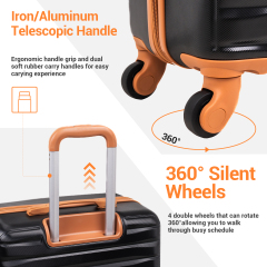 하드케이스 여행가방 3종 세트, TSA 잠금장치가 있는 하드쉘 캐리어, 스피너 휠, 여행용 더플백 및 4개들이 패킹 큐브 포함. 블랙