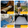 Forest Myth Portable adult sleeping bag equipped with a compression sack, suitable for all four seasons. Perfect for camping, hiking, tent stays and travel，Blue & Med Grey